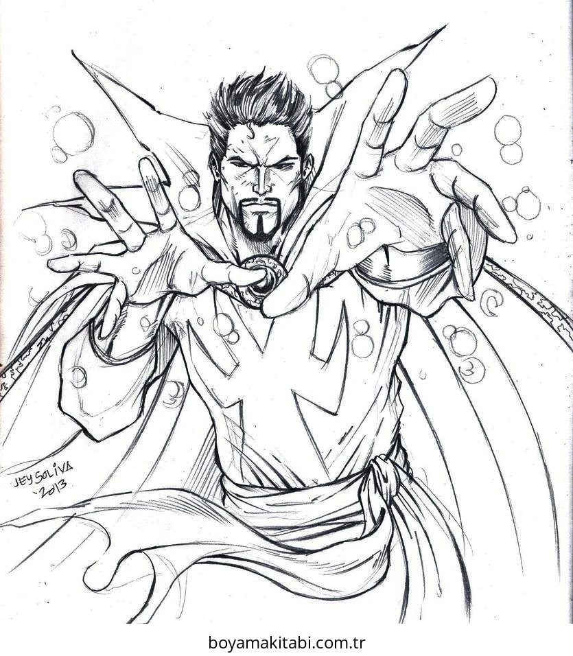 Dr. Strange boyama sayfası – kolay boyama, eğitici aktivite