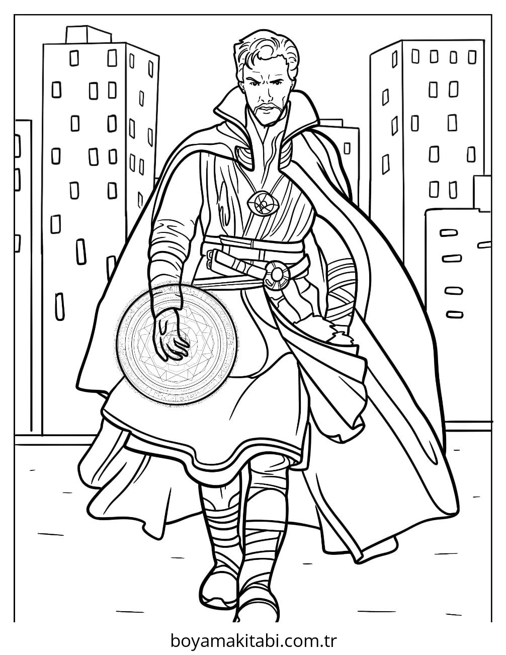 Dr. Strange boyama sayfası – eğlenceli etkinlik, el becerilerini geliştirir