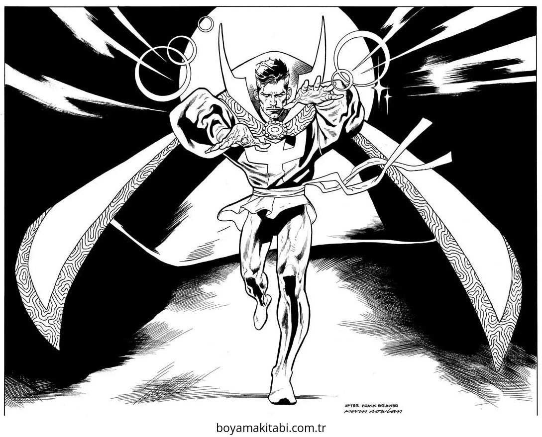 Dr. Strange boyama sayfası – boyama etkinliği, çocuk aktivitesi