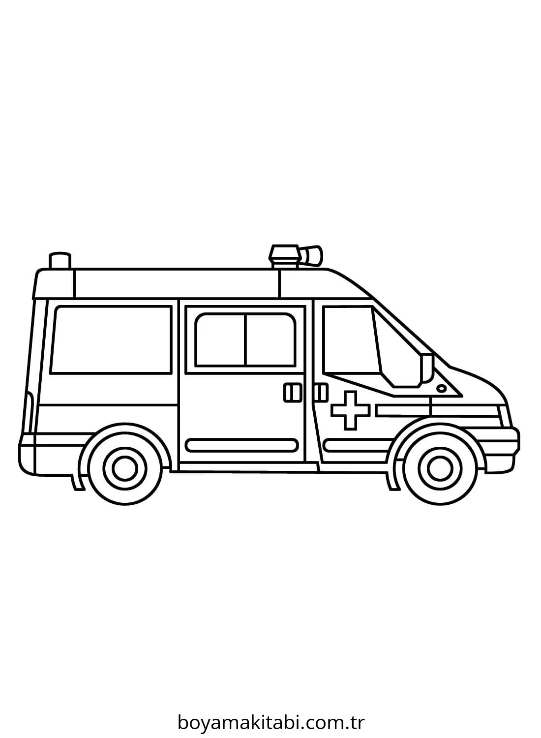 Ambulans boyama sayfası – okul öncesi, evde etkinlik