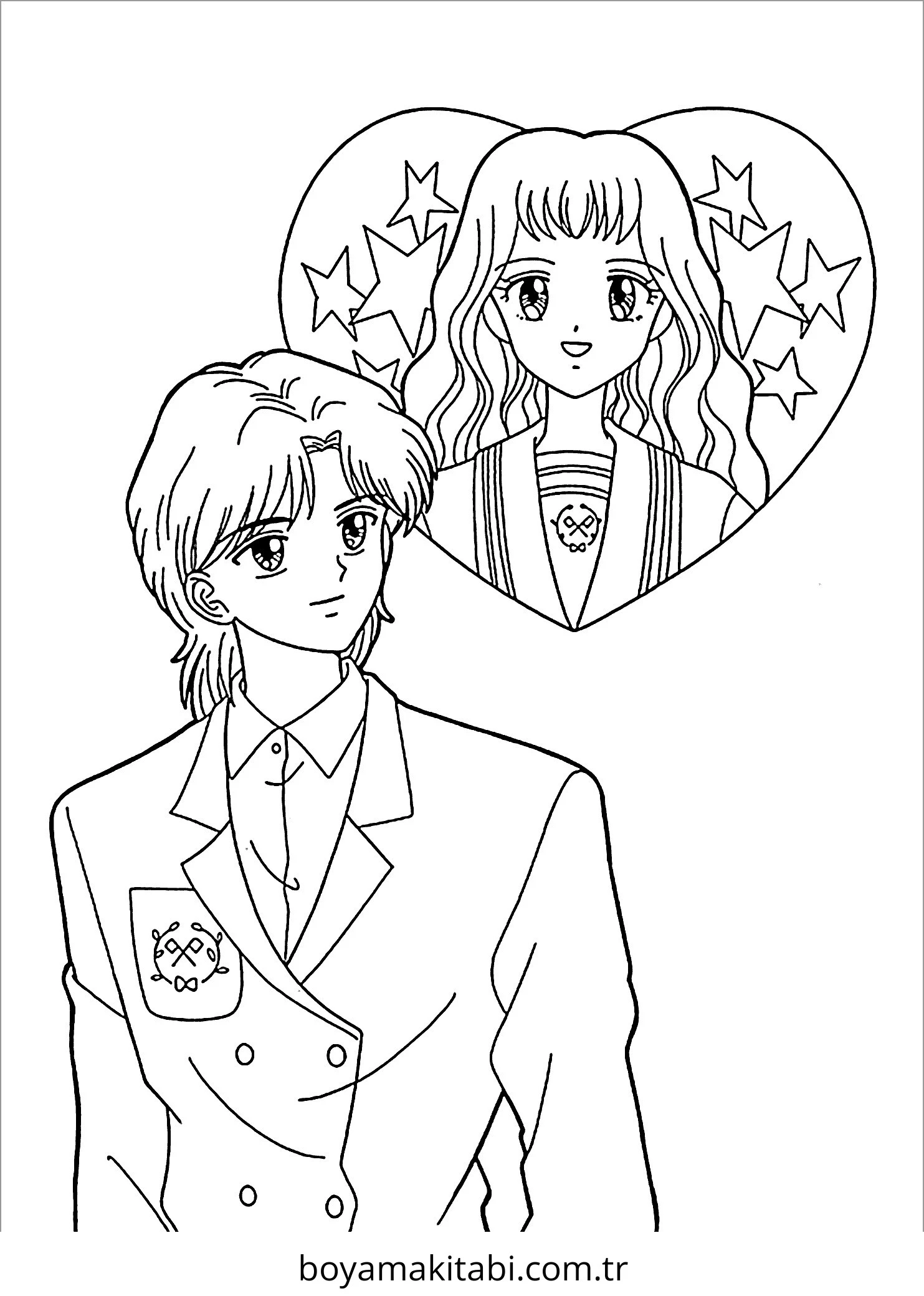 Anime Boy boyama sayfası – el becerilerini geliştirir, boyama çalışması