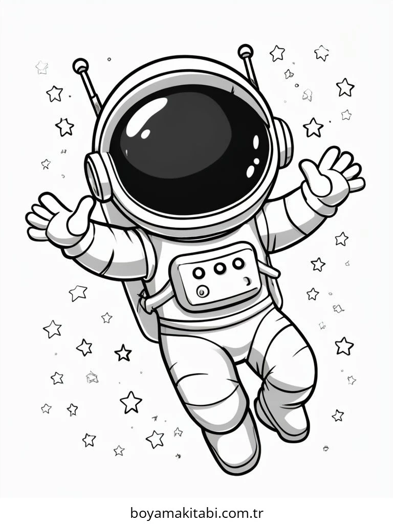 Astronot boyama sayfası – evde etkinlik, ücretsiz yazdır