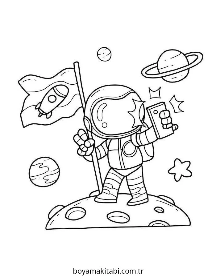 Astronot boyama sayfası – boyama çalışması, yaratıcılığı geliştirir