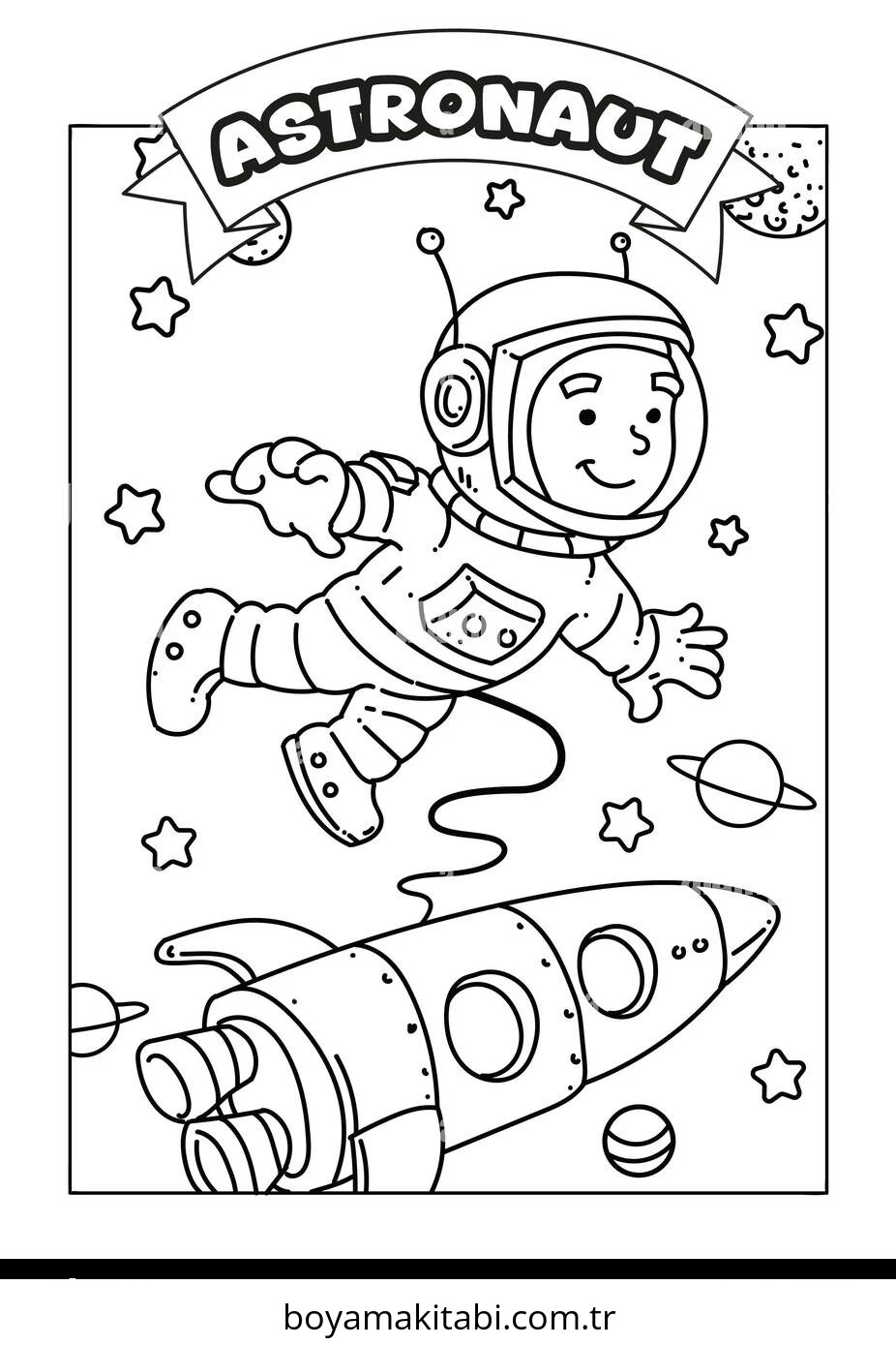 Astronot boyama sayfası – yaratıcılığı geliştirir, keyifli zaman