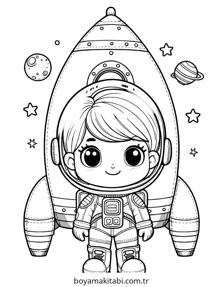 Astronot boyama sayfası – eğitici aktivite, yaratıcılık