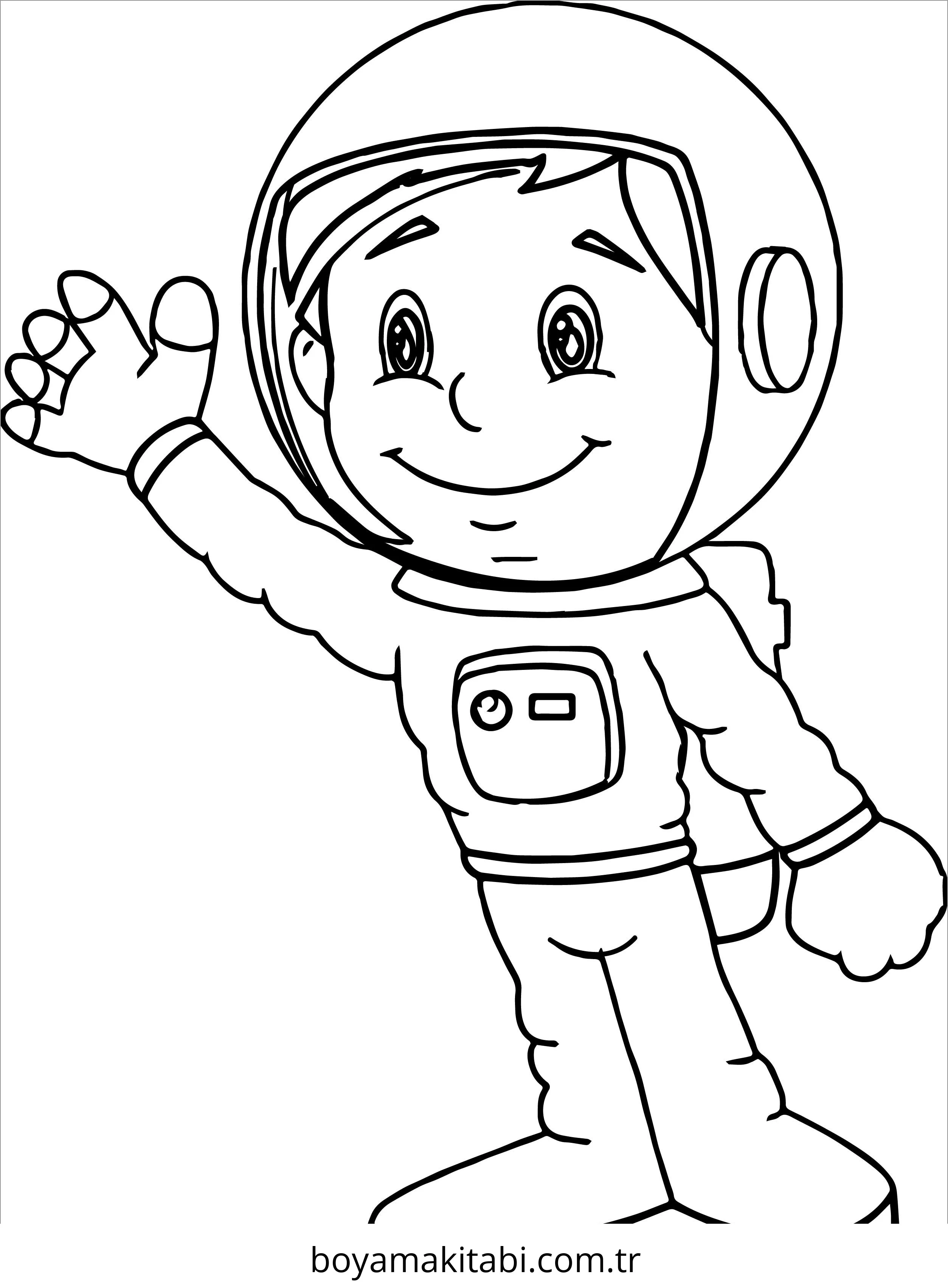 Astronot boyama sayfası – evde etkinlik, ücretsiz yazdır
