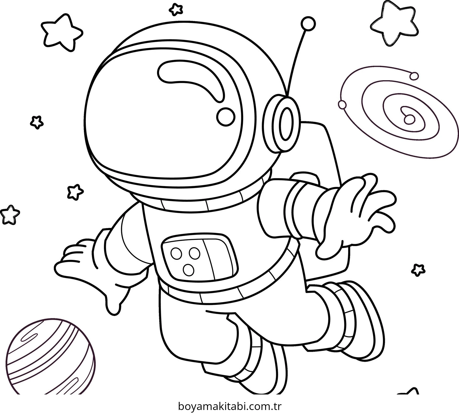 Astronot boyama sayfası – boyama çalışması, yaratıcılığı geliştirir