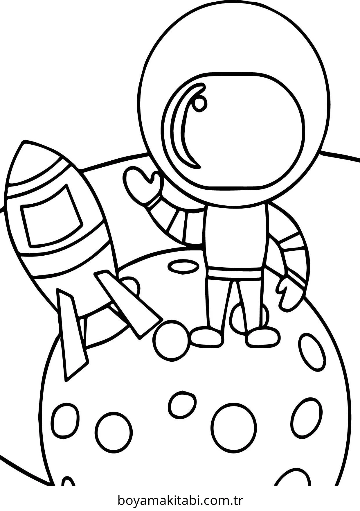 Astronot boyama sayfası – kolay boyama, eğitici aktivite
