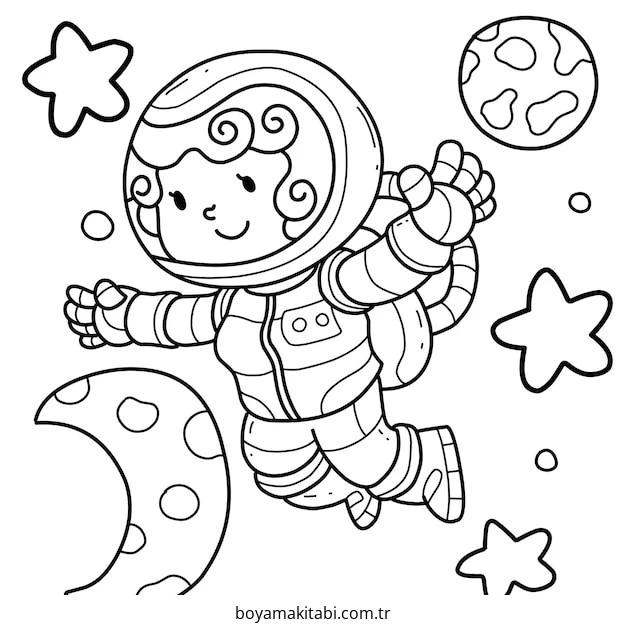 Astronot boyama sayfası – okul öncesi, evde etkinlik