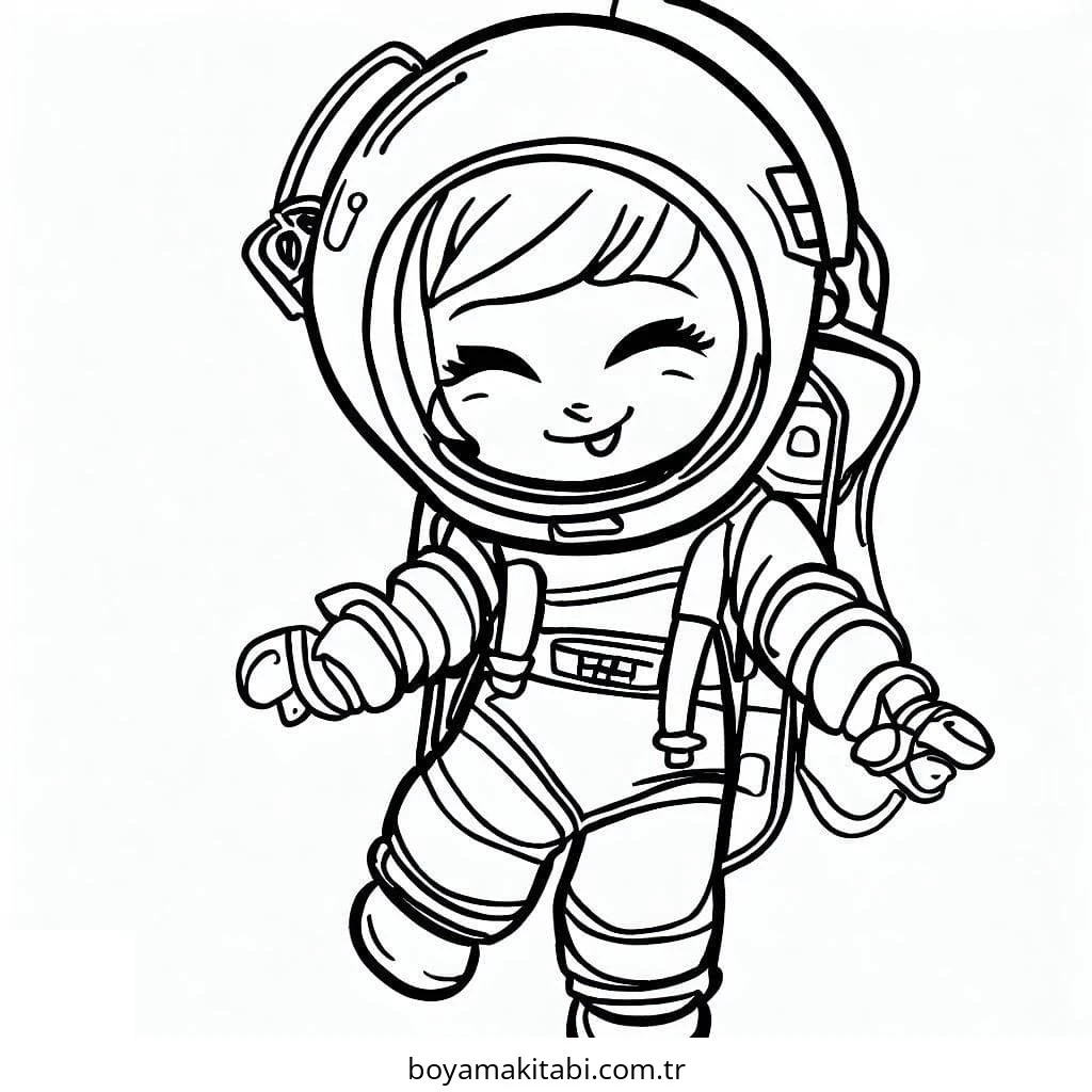 Astronot boyama sayfası – evde etkinlik, ücretsiz yazdır