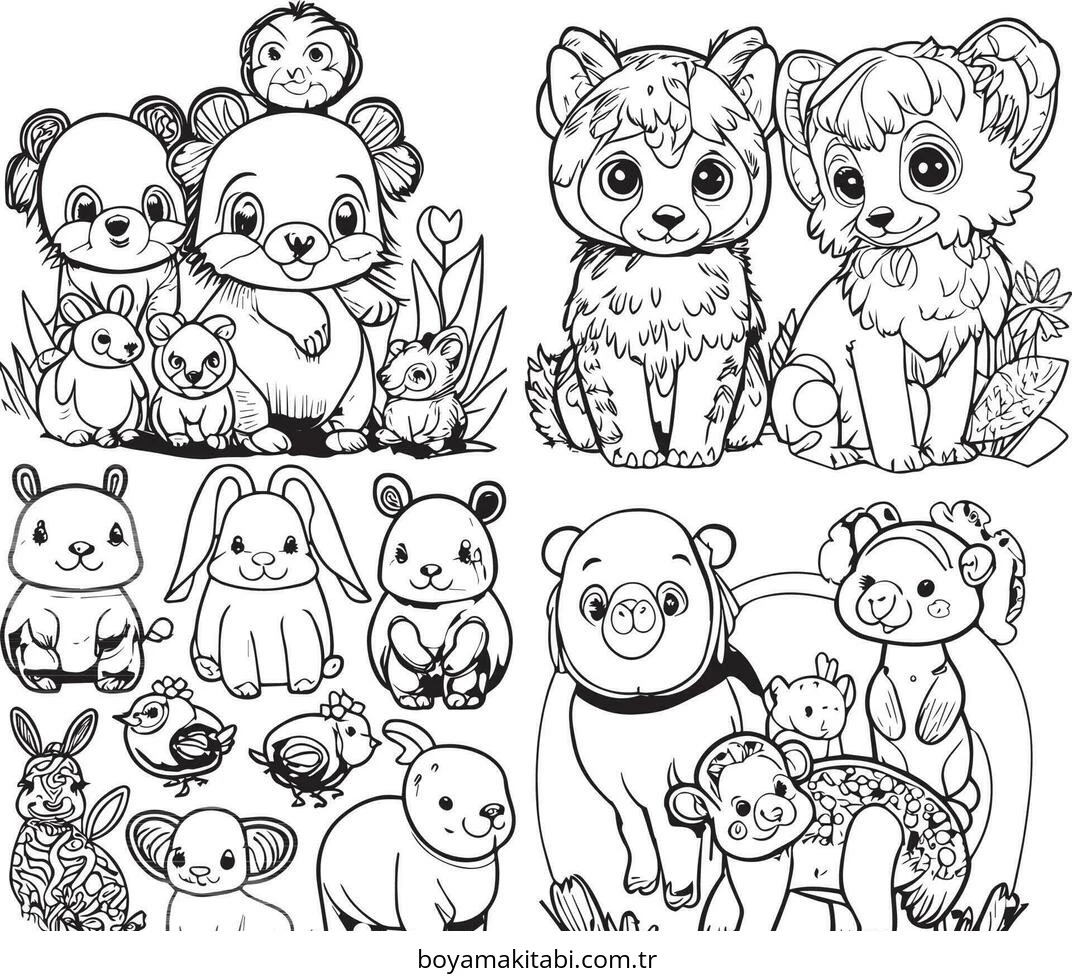 Baby Animals boyama sayfası – boyama etkinliği, çocuk aktivitesi