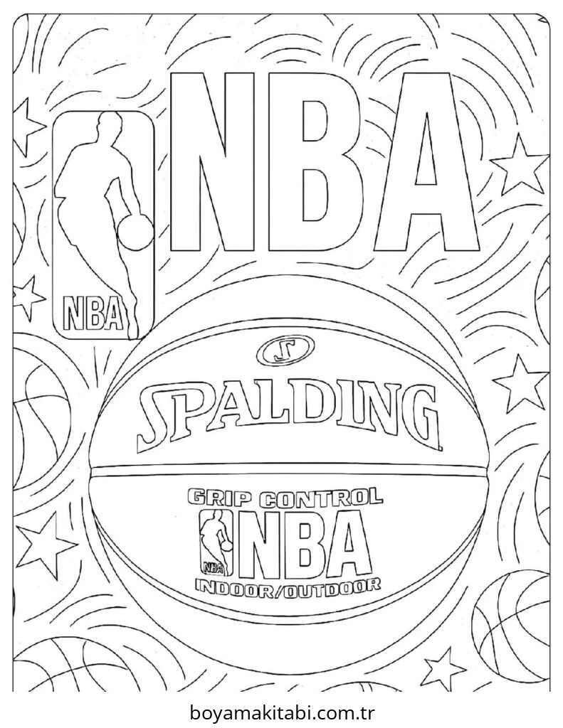 Basketbol boyama sayfası – sanatsal çalışma, çocuklar için