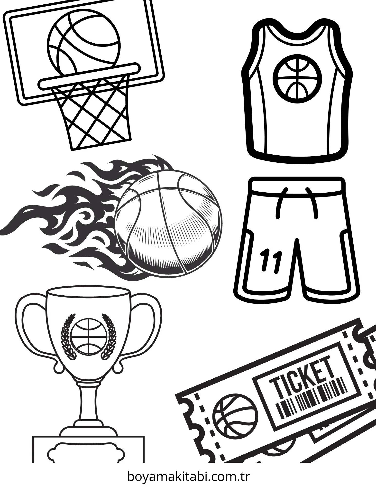 Basketbol boyama sayfası – yaratıcılık, eğlenceli etkinlik