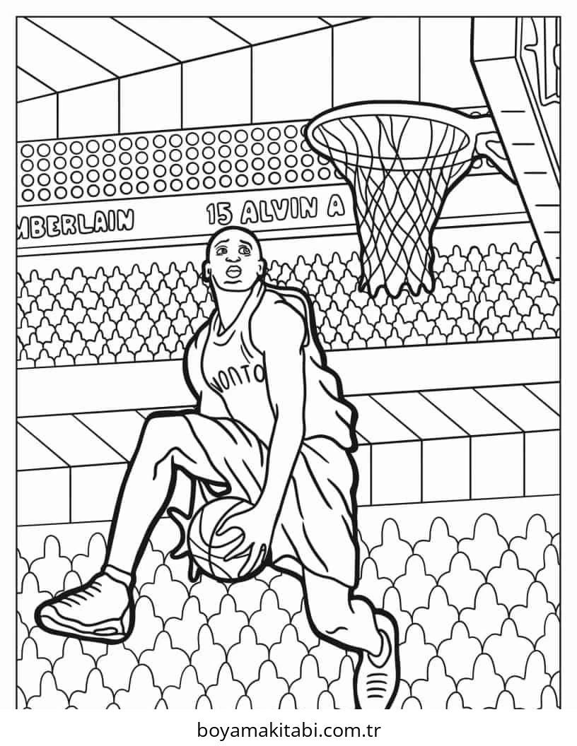 Basketbol boyama sayfası – boyama çalışması, yaratıcılığı geliştirir