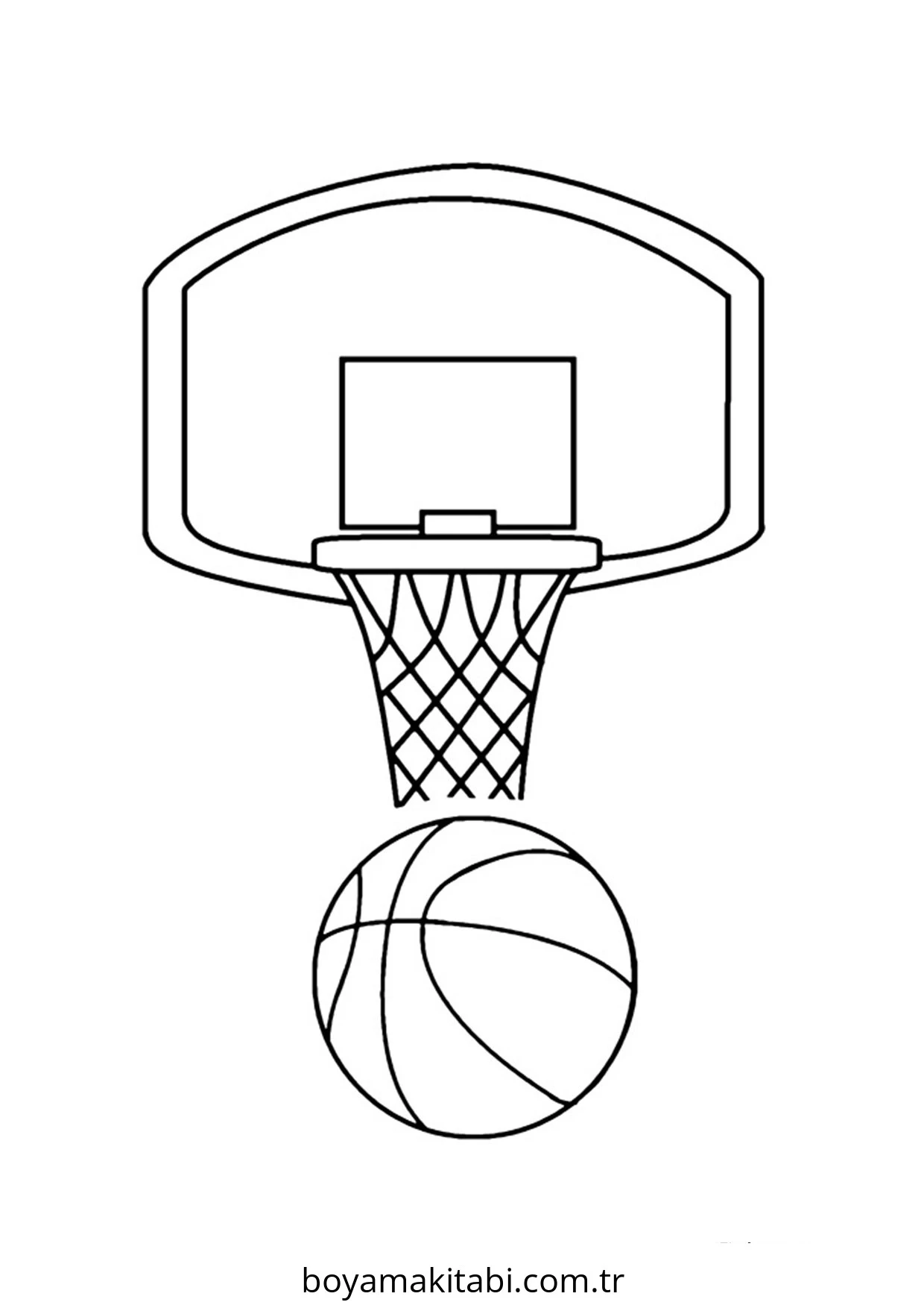 Basketbol boyama sayfası – renkli çizimler, okul öncesi
