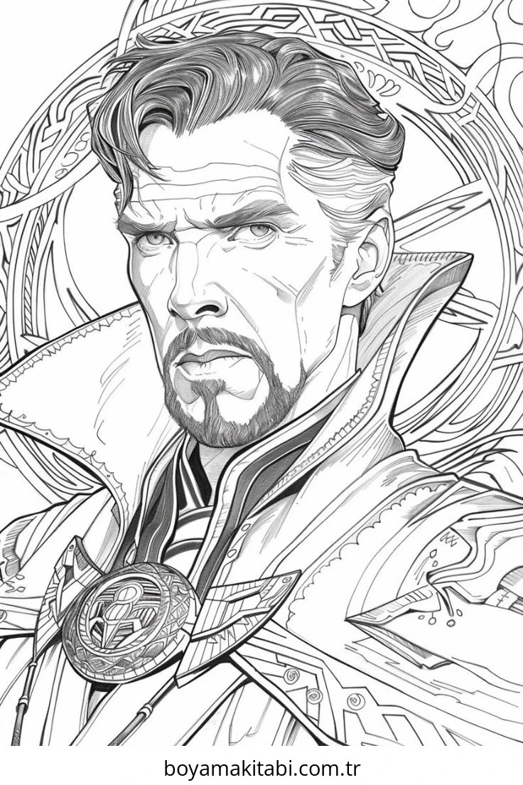 Dr. Strange boyama sayfası – sanatsal çalışma, çocuklar için