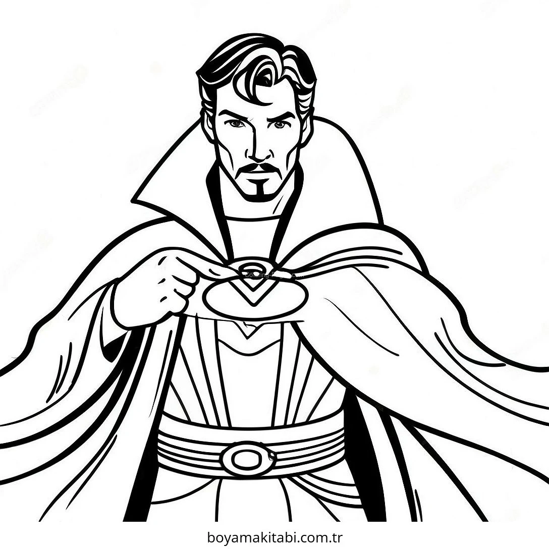 Dr. Strange boyama sayfası – renkli çizimler, okul öncesi
