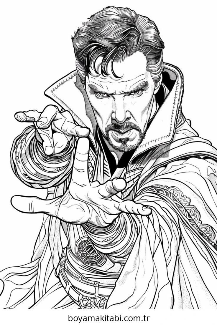 Dr. Strange boyama sayfası – PDF indir, sevimli karakter