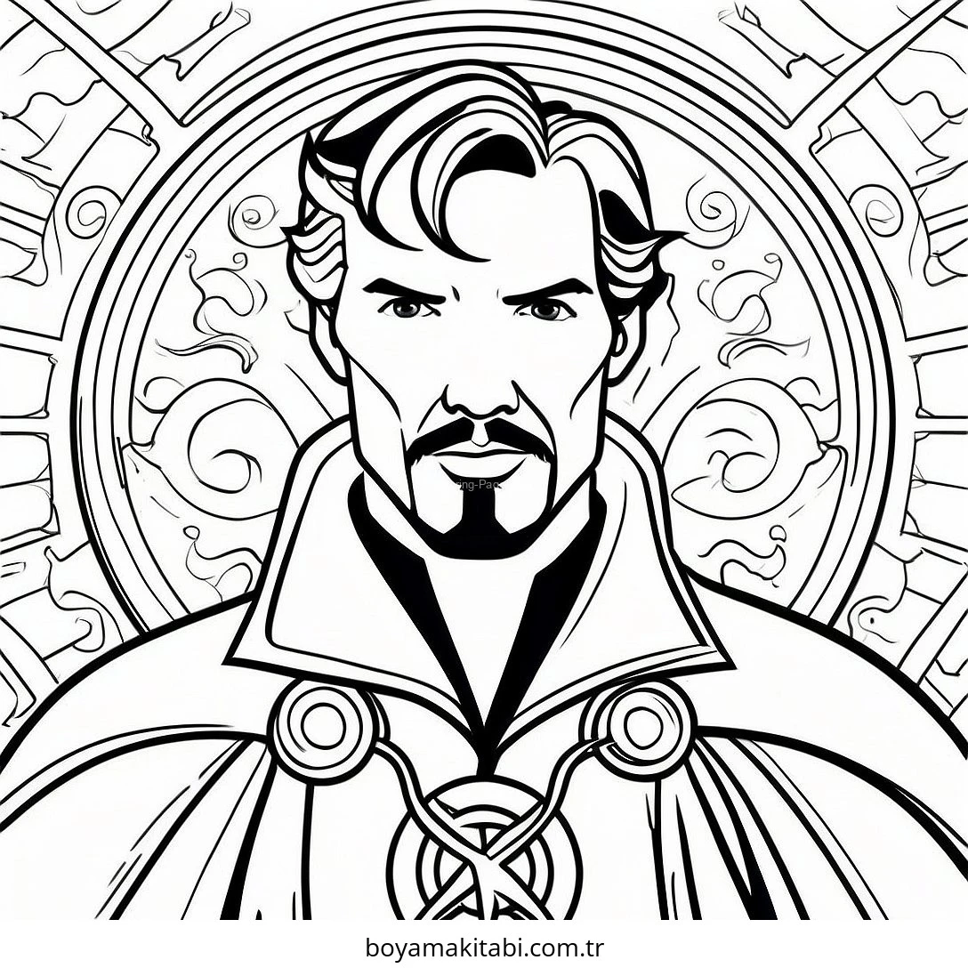 Dr. Strange boyama sayfası – kolay boyama, eğitici aktivite