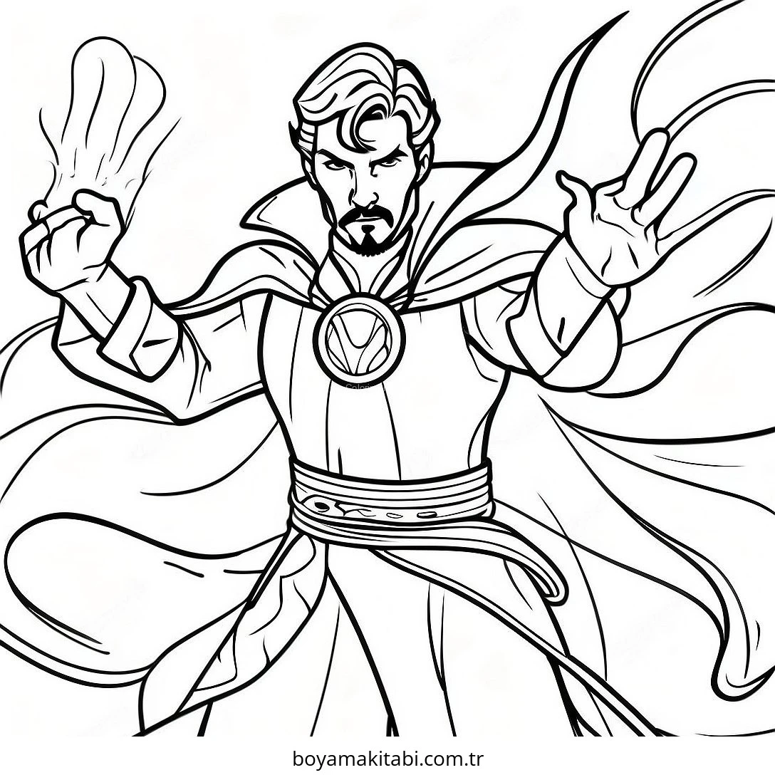 Dr. Strange boyama sayfası – boyama etkinliği, çocuk aktivitesi
