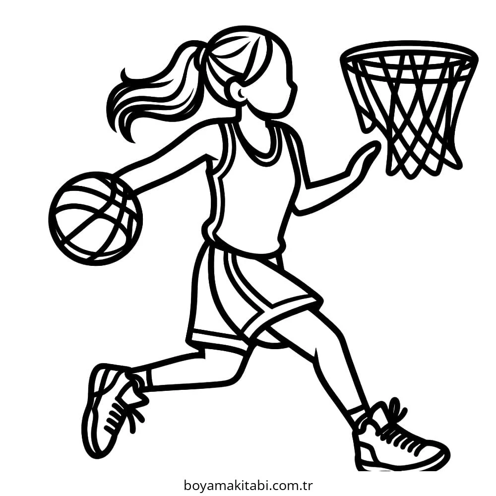 Basketbol boyama sayfası – eğlenceli etkinlik, el becerilerini geliştirir