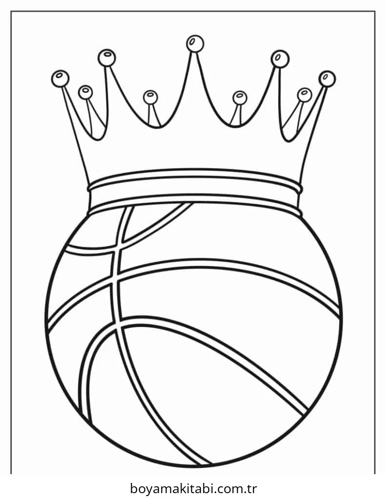 Basketbol boyama sayfası – sevimli karakter, sanatsal çalışma