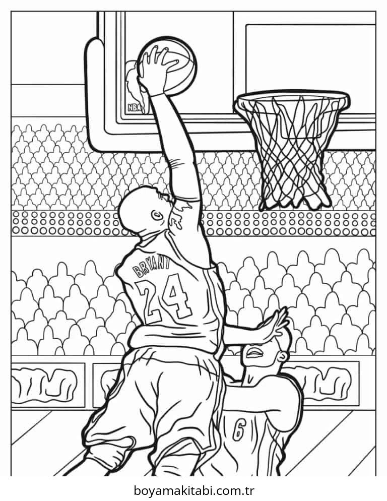 Basketbol boyama sayfası – boyama etkinliği, çocuk aktivitesi