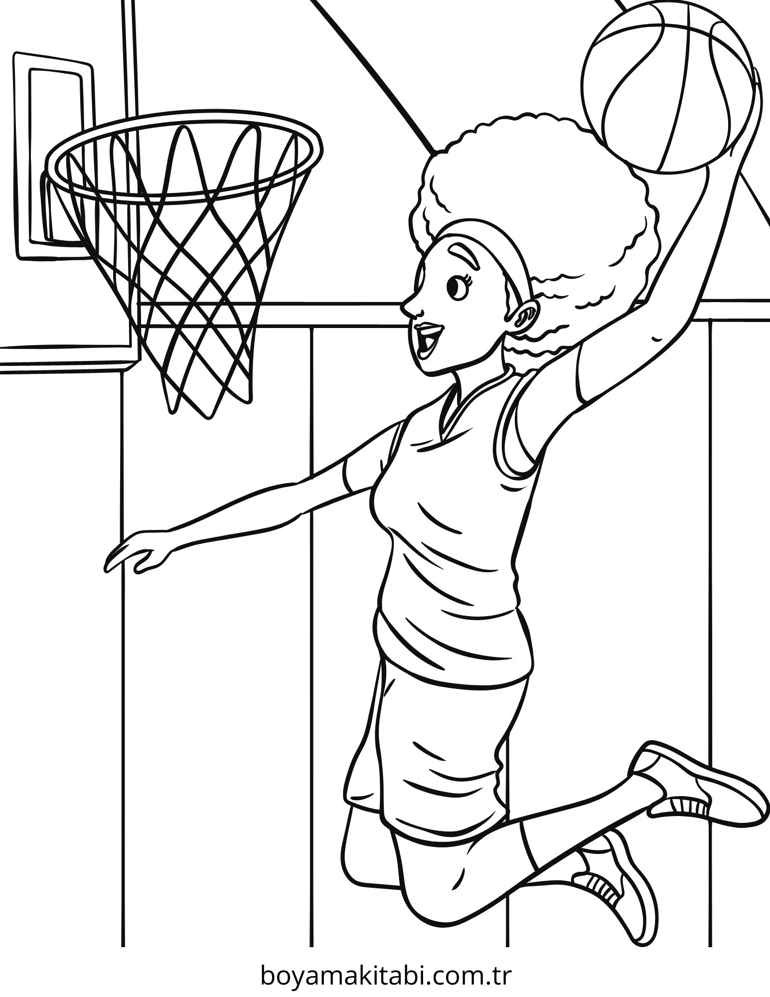 Basketbol boyama sayfası – basit çizim, kolay boyama