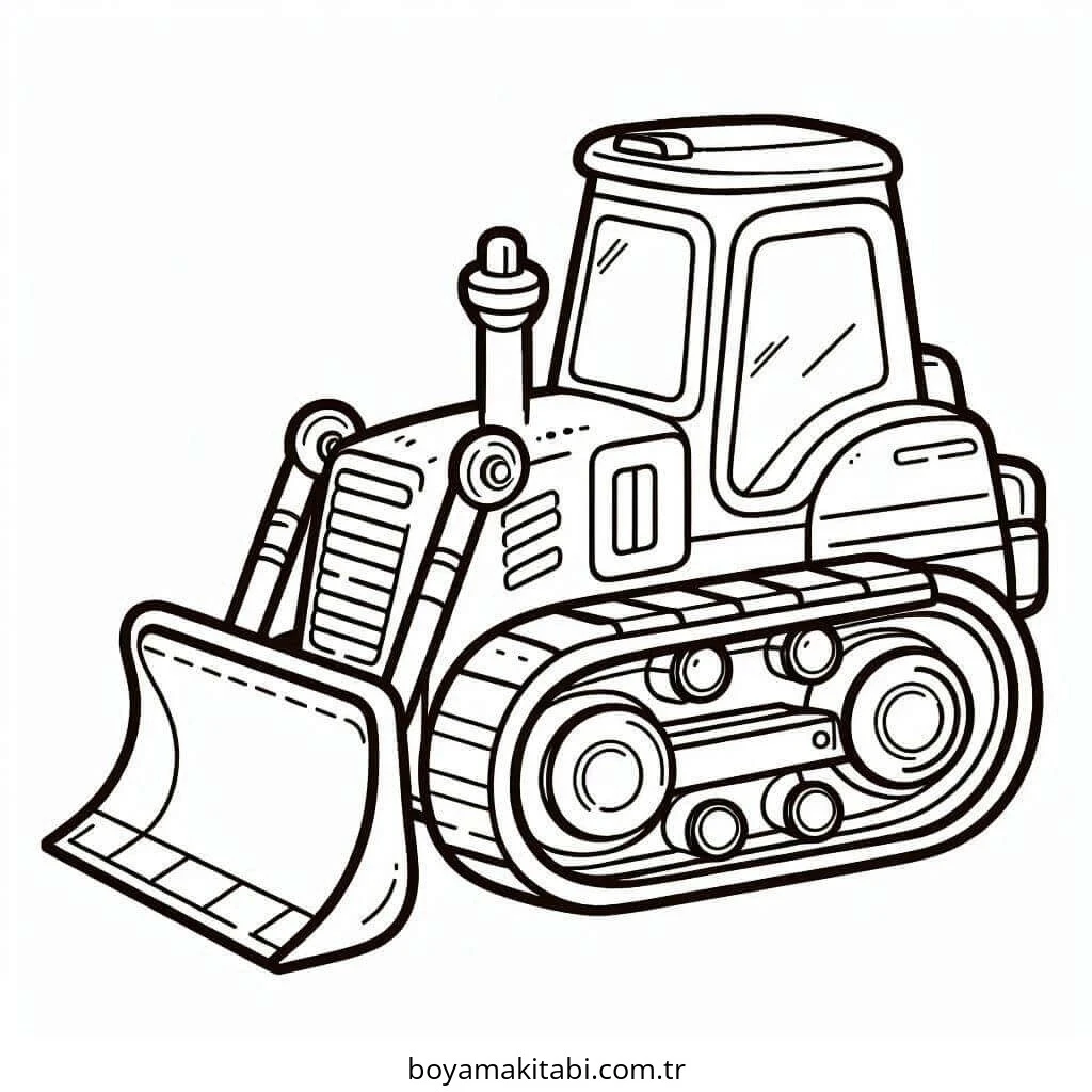 Buldozer boyama sayfası #33 – motor becerileri destekler, mürekkep tasarrufu sağlar