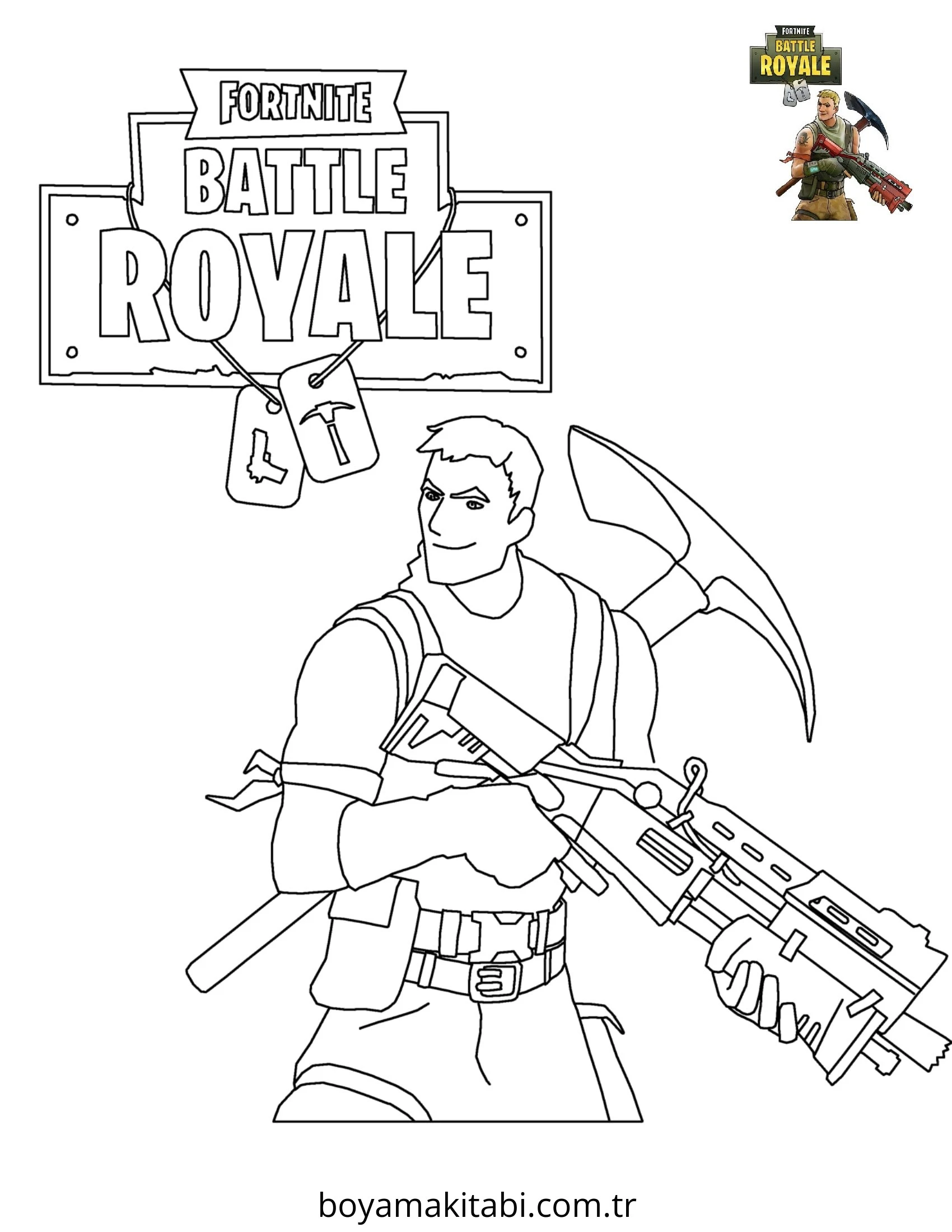 Fortnite boyama sayfası – renkli çizimler, okul öncesi