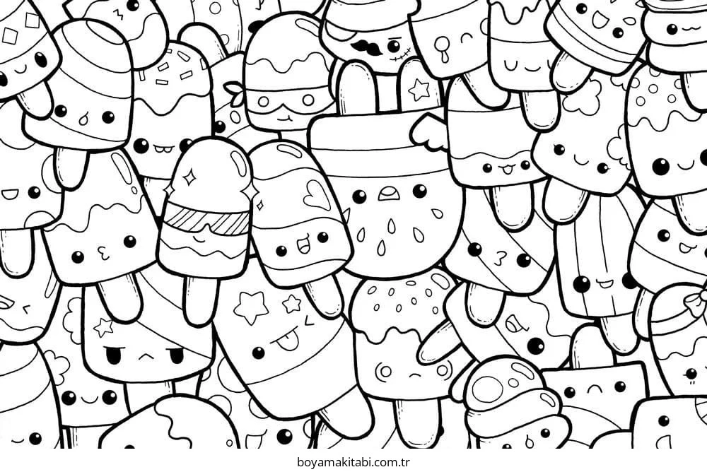 Kawaii boyama sayfası – PDF indir, sevimli karakter