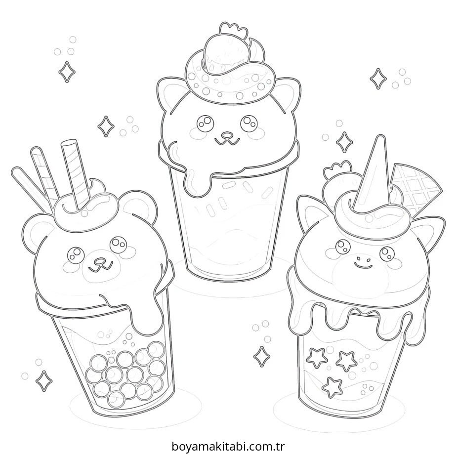 Kawaii boyama sayfası – eğlenceli etkinlik, el becerilerini geliştirir