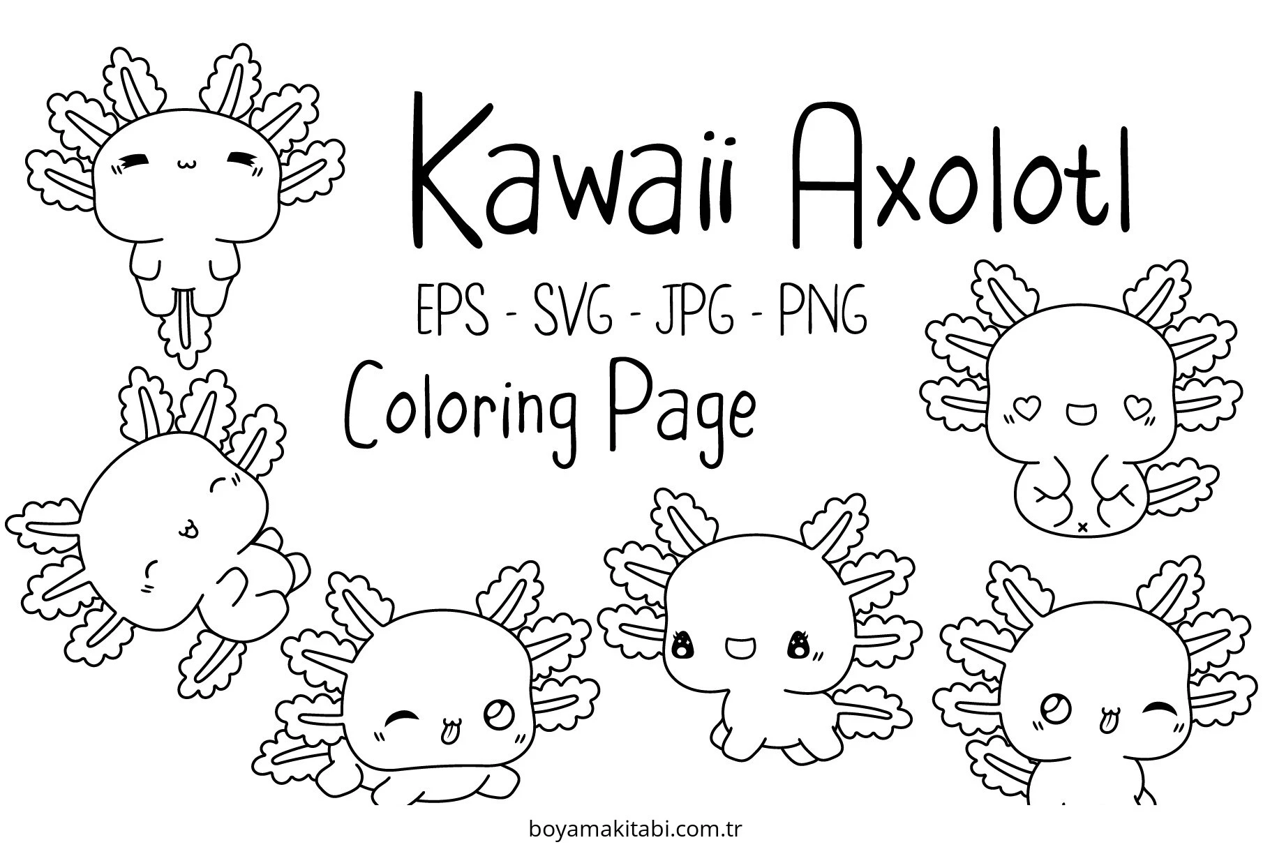 Kawaii boyama sayfası – eğlenceli etkinlik, el becerilerini geliştirir