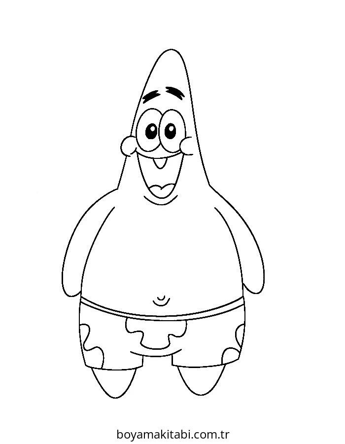 Patrick Star boyama sayfası – PDF indir, sevimli karakter