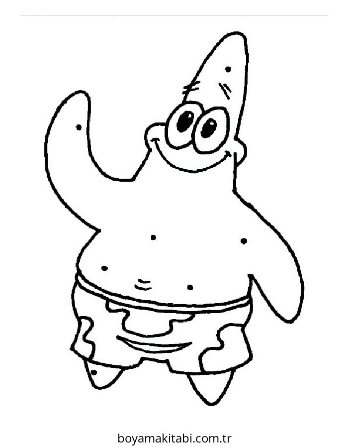 Patrick Star boyama sayfası – çocuklar için, çizgi film temalı