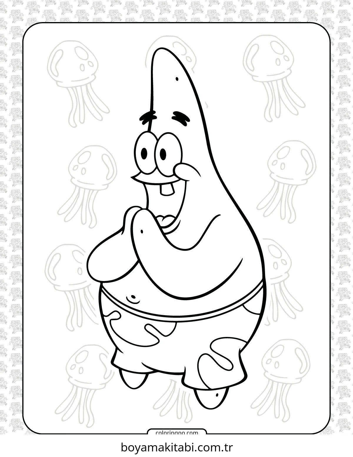 Patrick Star boyama sayfası – boyama etkinliği, çocuk aktivitesi