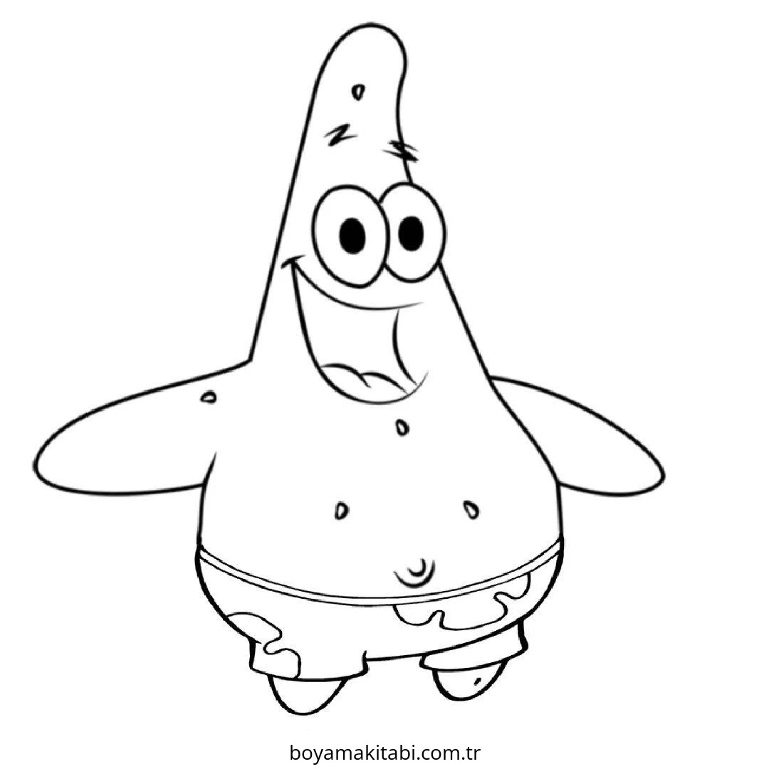 Patrick Star boyama sayfası – çizgi film temalı, basit çizim