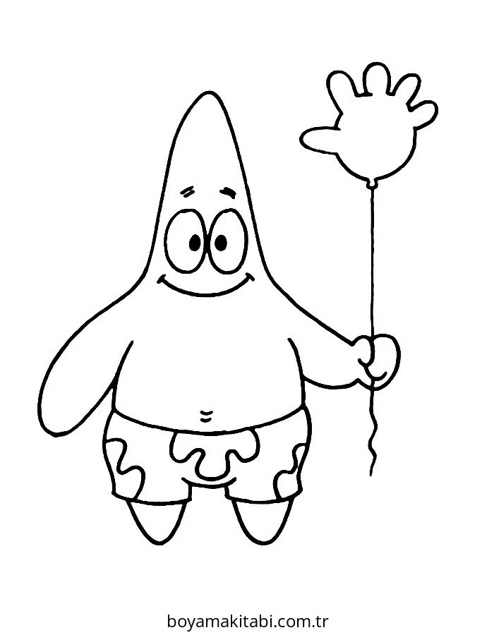 Patrick Star boyama sayfası – el becerilerini geliştirir, boyama çalışması