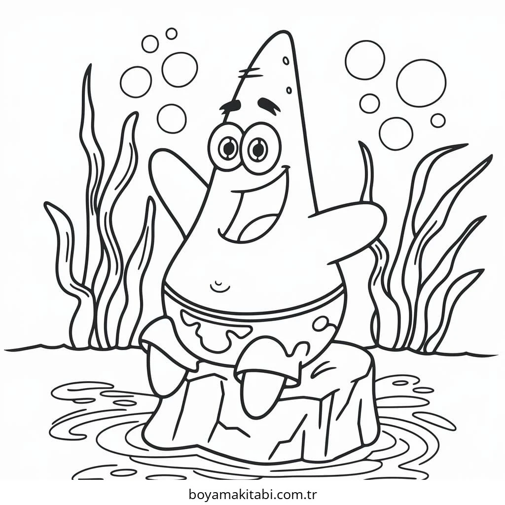 Patrick Star boyama sayfası – keyifli zaman, renkli çizimler