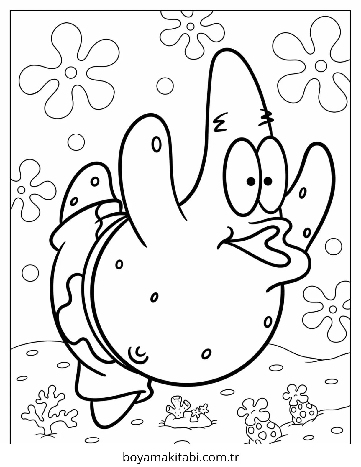 Patrick Star boyama sayfası – basit çizim, kolay boyama