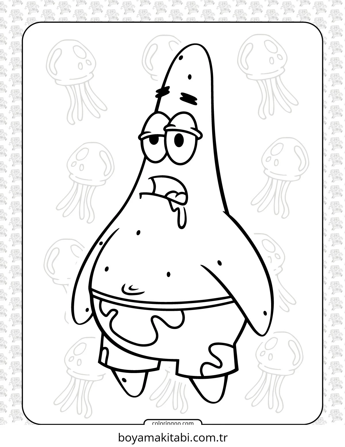 Patrick Star boyama sayfası – yaratıcılık, eğlenceli etkinlik