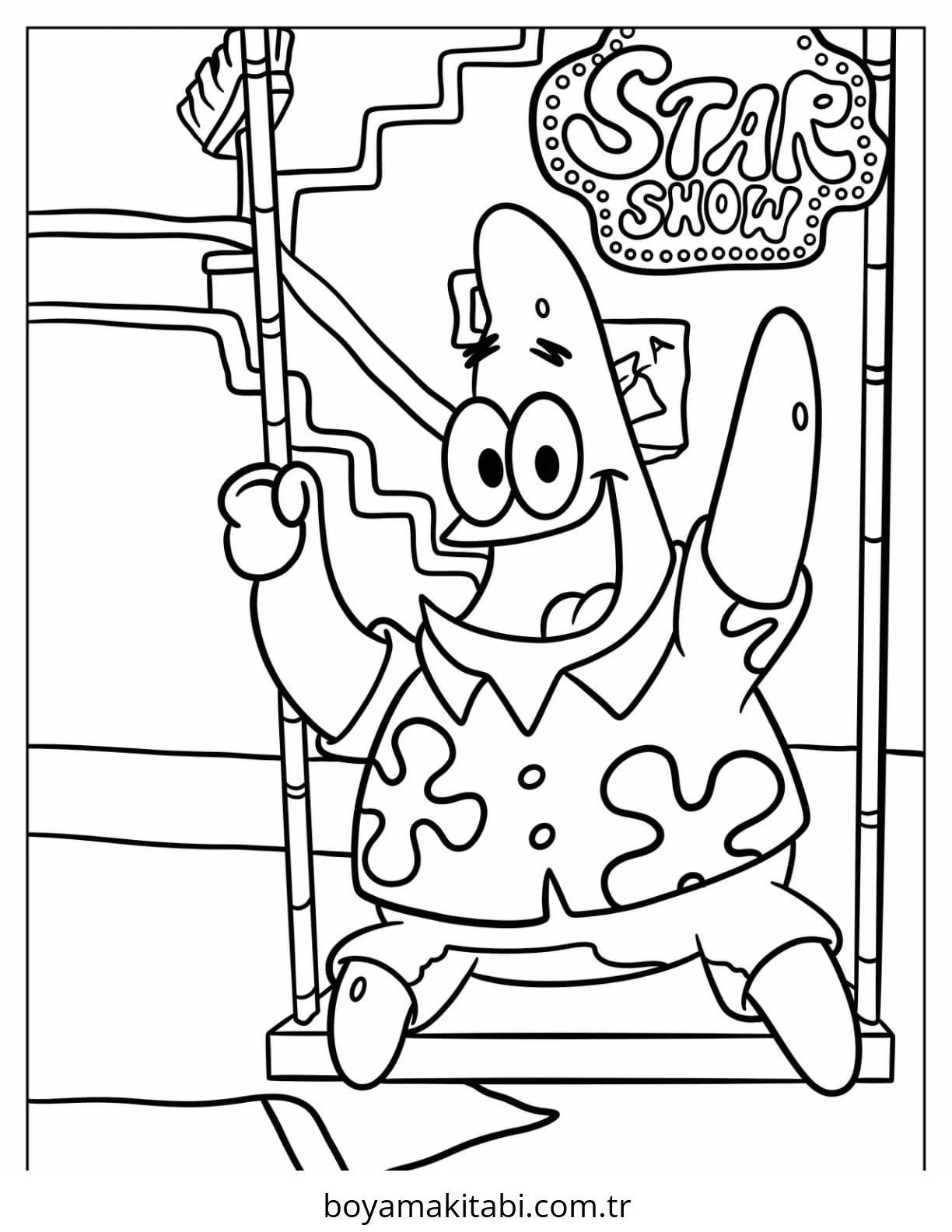 Patrick Star boyama sayfası – renkli çizimler, okul öncesi