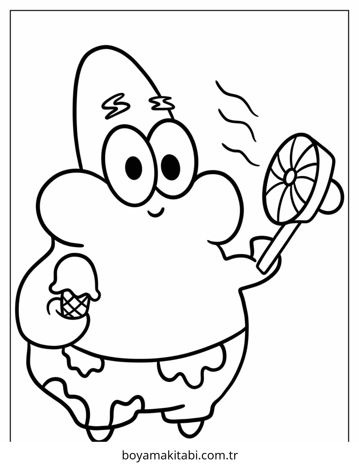 Patrick Star boyama sayfası – PDF indir, sevimli karakter