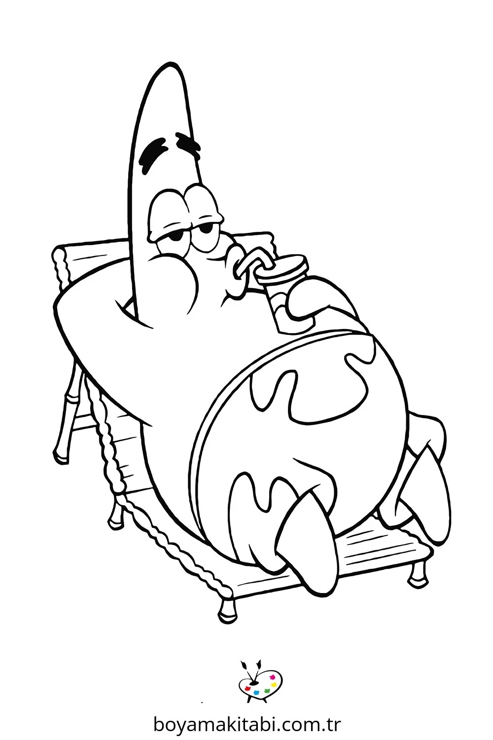 Patrick Star boyama sayfası – kolay boyama, eğitici aktivite
