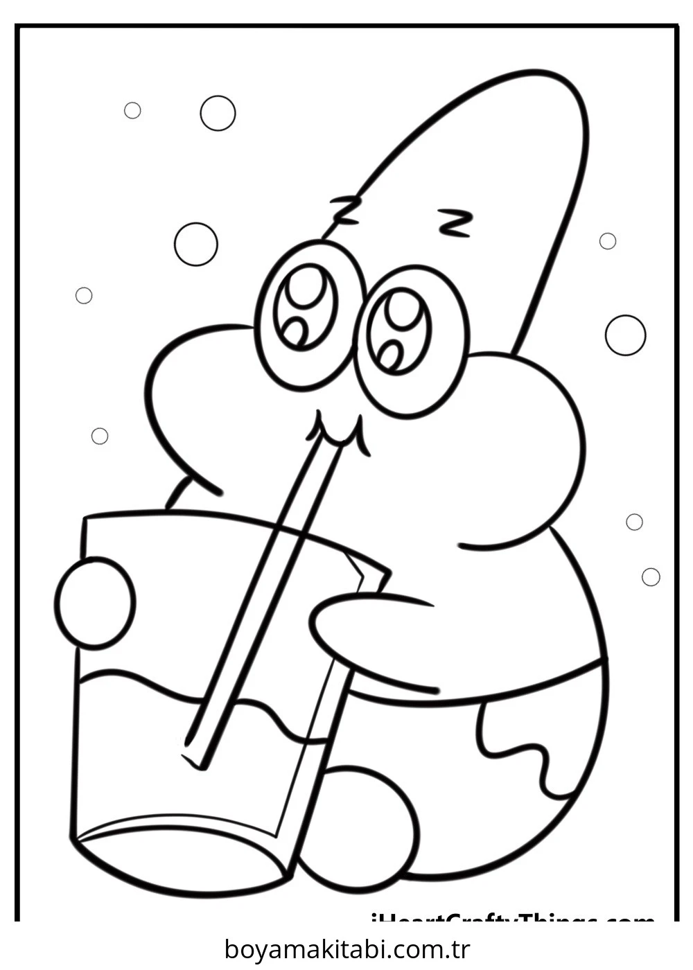 Patrick Star boyama sayfası – çizgi film temalı, basit çizim
