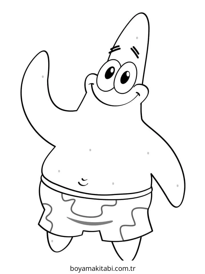 Patrick Star boyama sayfası – keyifli zaman, renkli çizimler