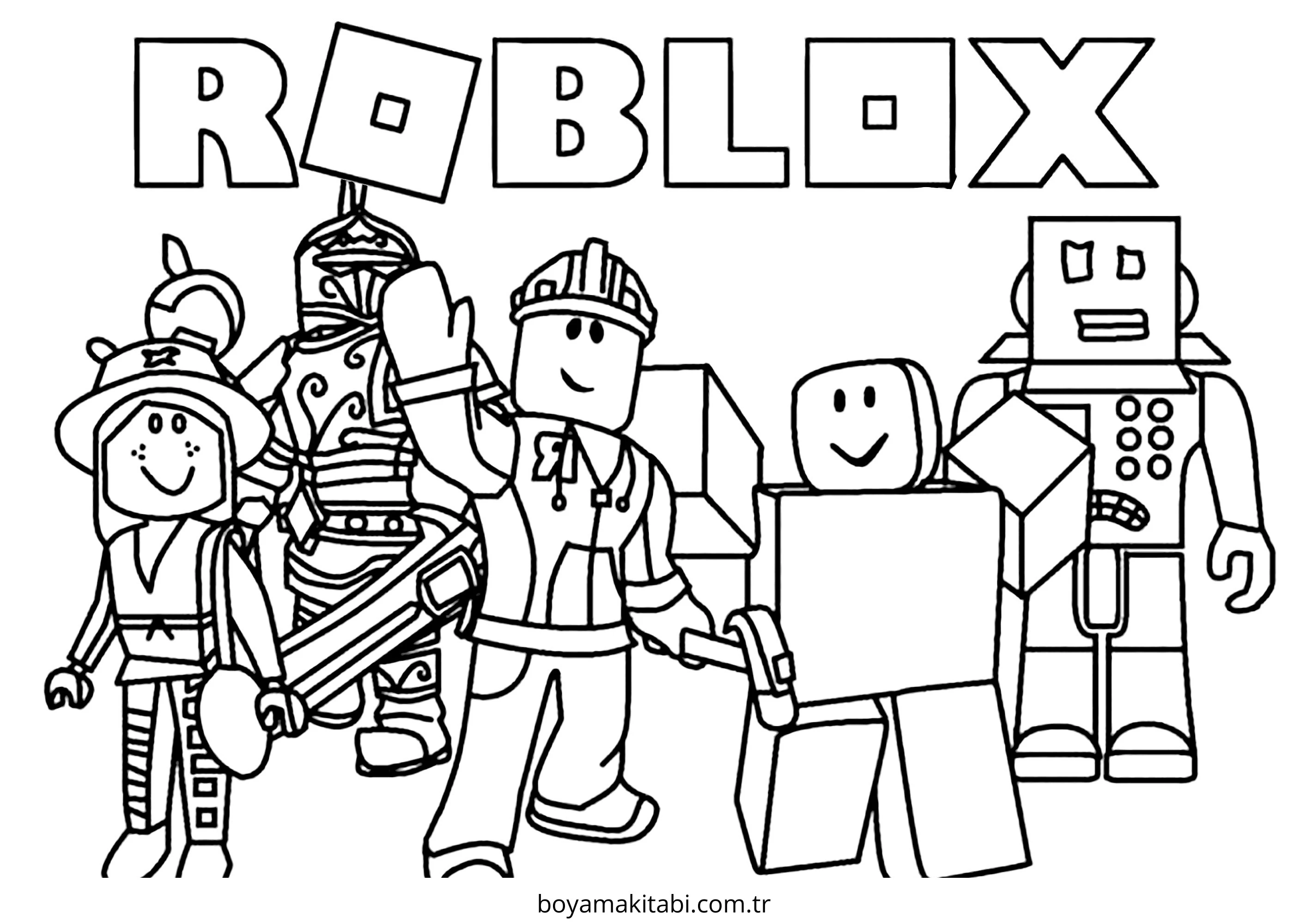 Roblox boyama sayfası – çizgi film temalı, basit çizim