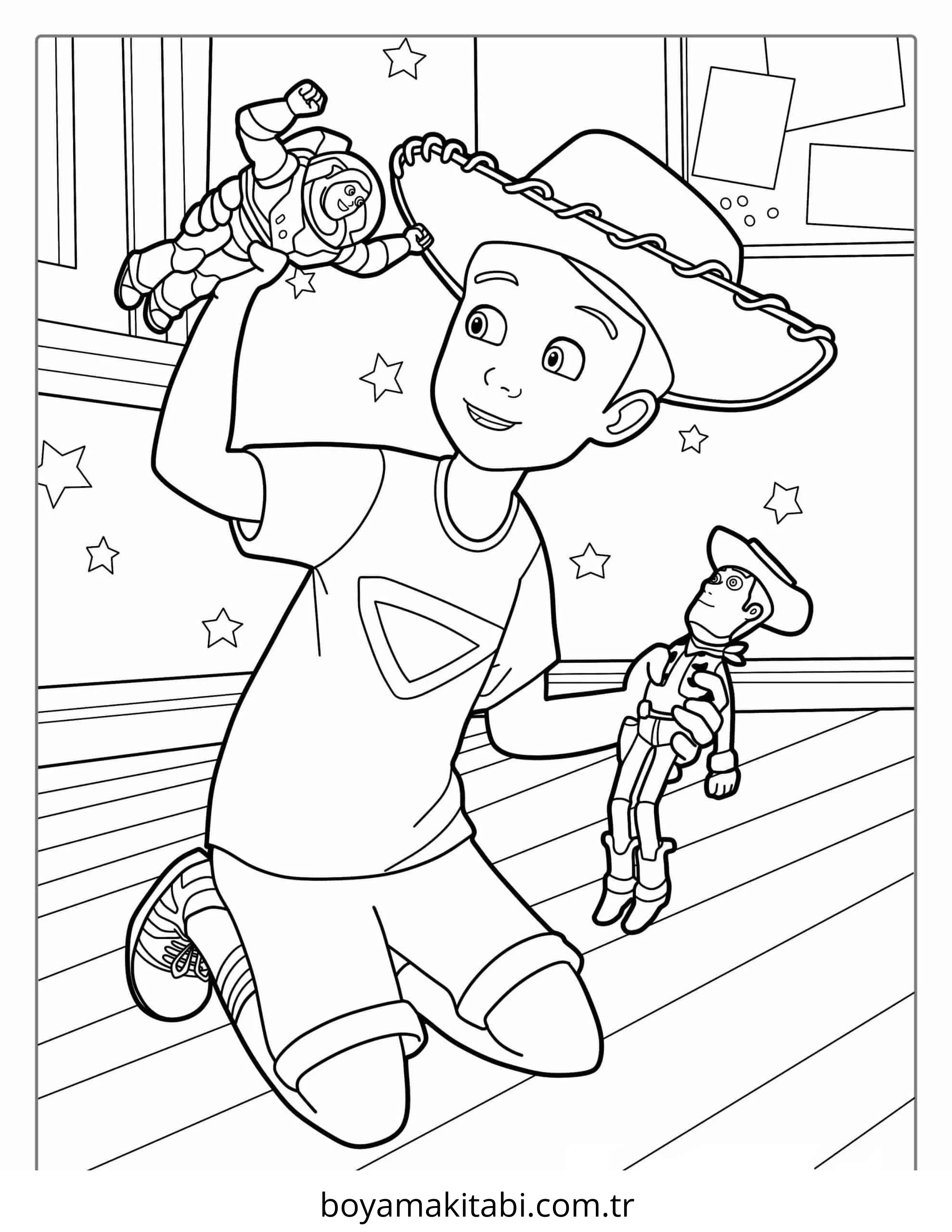Toy Story boyama sayfası – kolay boyama, eğitici aktivite