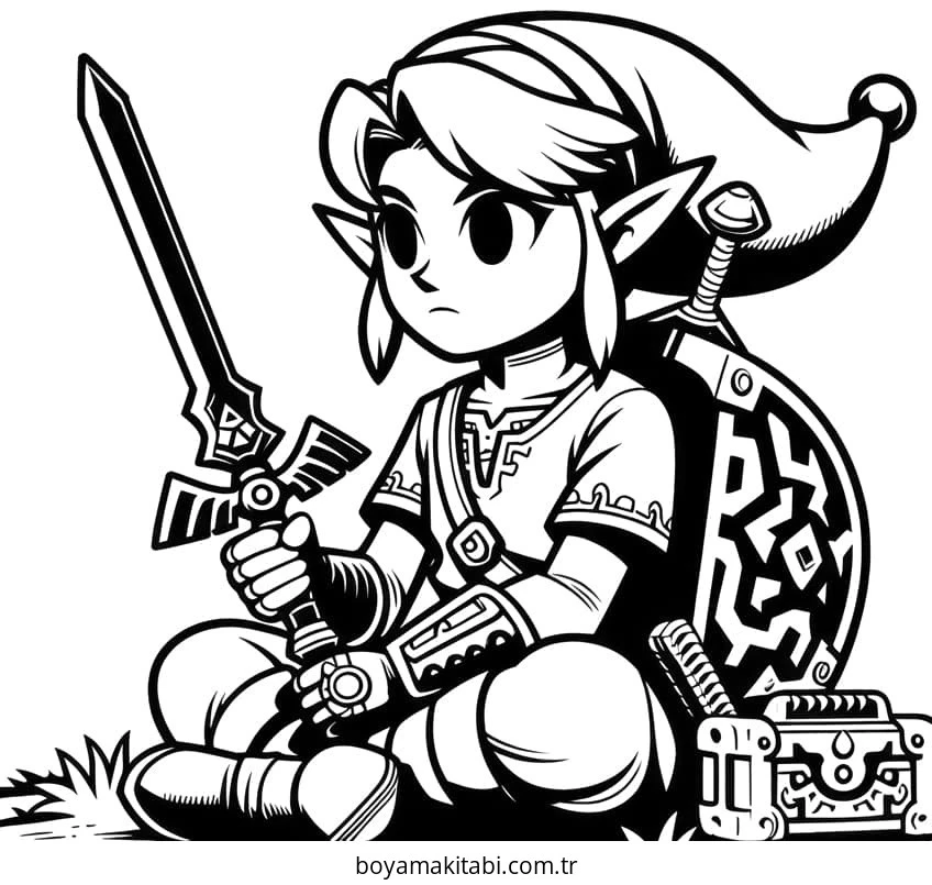 Zelda boyama sayfası – eğlenceli etkinlik, el becerilerini geliştirir