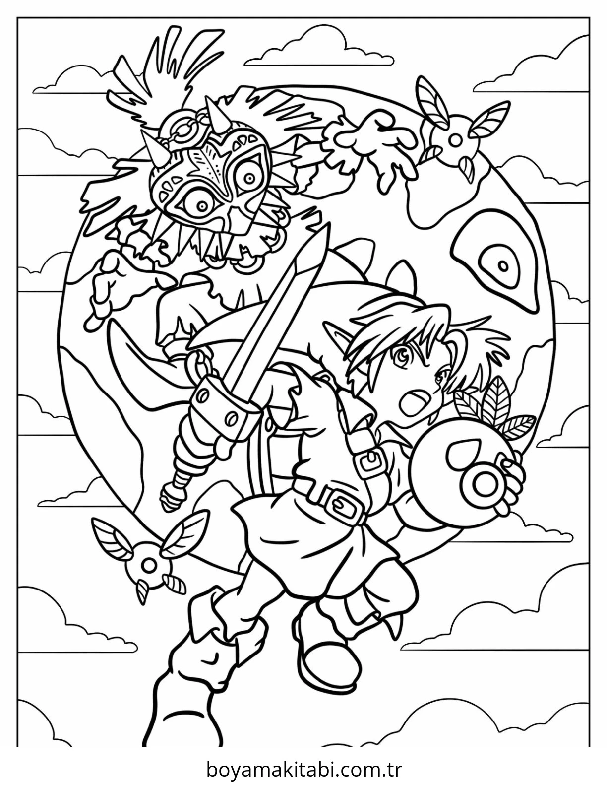 Zelda boyama sayfası – boyama etkinliği, çocuk aktivitesi